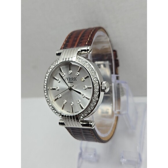 Ferre Milano 1L096 Swiss Made Womens Quartz Crystal Bezel Watch New Battery - Picture 2 of 14